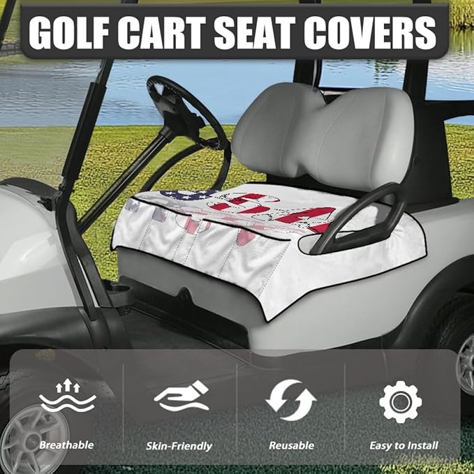 Waterproof Golf Cart Seat Cover Cushion Made with Soft Microfiber Fabric, Designed to Protect Seats from Sweat, Dirt and Daily Wear with Universal Fit