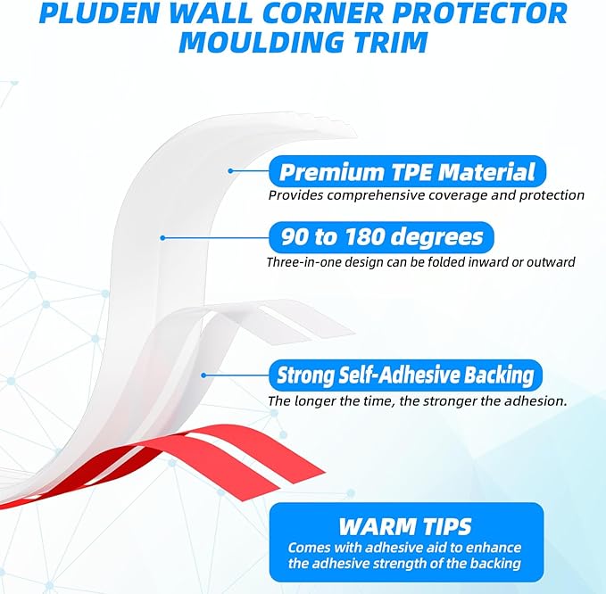 20FT Flexible Wall Corner Protector Moulding Trim, Peel and Stick Inside & Outside Wall Corner Guards Edge Protector,Self Adhesive Molding Trim Strip for Edge Ceiling