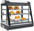 27 inch Commercial Food Warming Cabinet, 3 Tier Countertop Heated with Top Rack for Pizza/Pretzel, Three Color, Temper Glass, w/Thermometer Adjustable Thermostat for Cafe Kitchen Restaurant