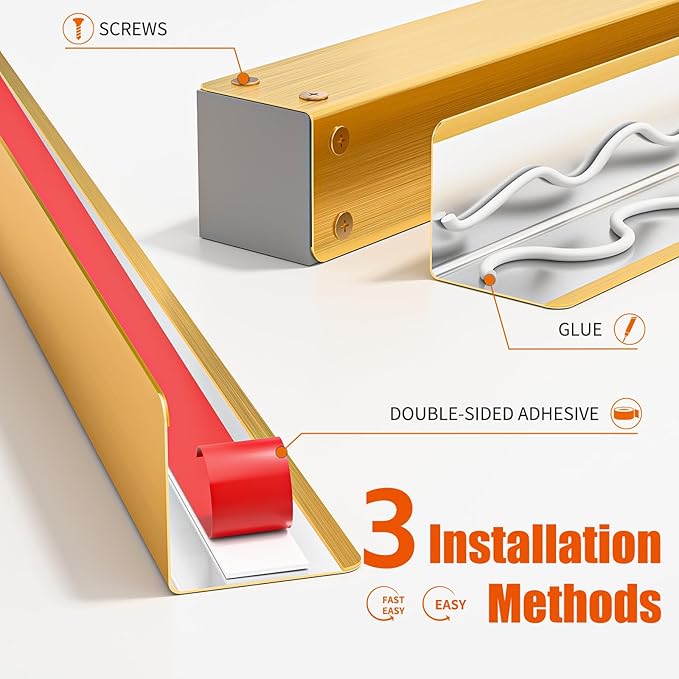 1x1x48 Inch 304 Stainless Steel Golden Wall Corner Guards (10-Pack) Heavy Duty Rounded Corner Protector, Smooth Folded Edge Design for Wall Protection Stainless Steel Slab