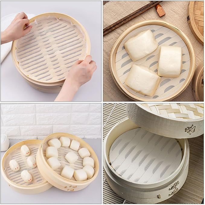 10pcs round Silicone Steamer Liners Non-stick Steamer Mats Breathable Mesh Pads for Dumplings Buns Cooking and Rice Cooker Steam Replacement