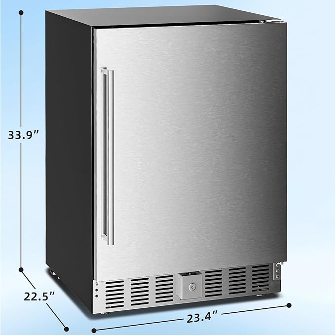 Antarctic Star Outdoor Beverage Refrigerator 24 Inch Wide,Stainless Steel Mini Fridge 180 Can for Undercounter Built-in or Freestanding, Wine Cooler for Home and Patio,Fast Cooling, Low Noise, 32-50°F