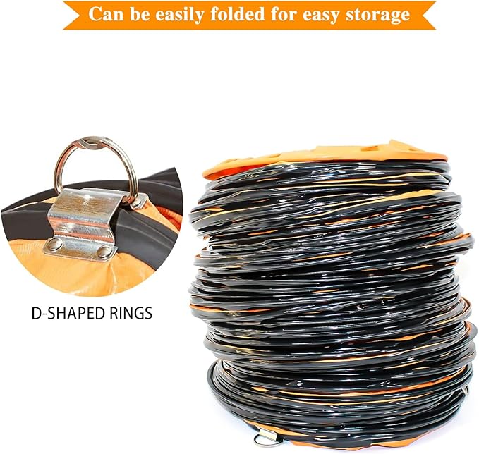 14"×16.4FT PVC Flexible Duct Hose, Flame Retardant HVAC Ducting with Adjustable Rope, D Hook & Steel Support for Ventilation, Exhaust, Drying, and Cooling Applications