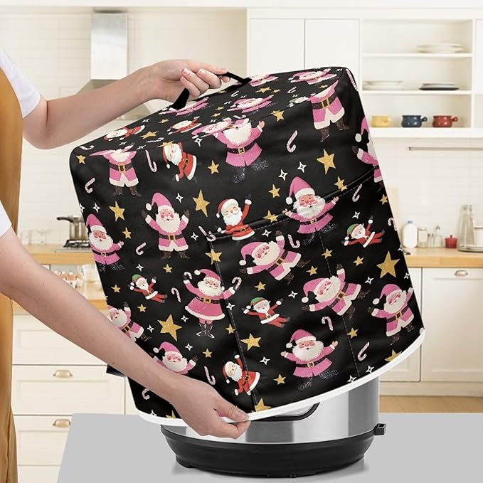 Santa Claus Dust Cover Instant Pot and Extra Accessories Dust Proof Easy to Clean Pressure Cooker Cover Electric Appliance Cover Air Fryer Accessories with Storage Pocket Size L