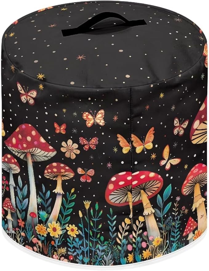 Small Appliance Covers for Air Fryer & Pressure Cooker, Appliance Dust Covers with Pockets Fits Pressure Cooker (3 Quart) and Extra Accessories - Butterfly Mushroom