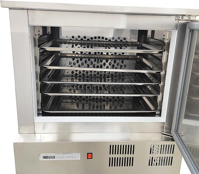 Commercial 5-Pan Blast Chiller Freezer Stainless Steel Commercial Chest Freezer -25℃~-45℃ 220V 1100W for Restaurant Kitchens Food Processing Plants & Fresh Produce Distribution Centers