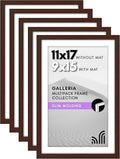 Americanflat 11x17 Picture Frame with Polished Plexiglass - Set of 5 - Use as 9x15 Frame with Mat or Display 11x17 Photo Without Mat - Galleria Collection - Picture Frames for Wall Display - Mahogany