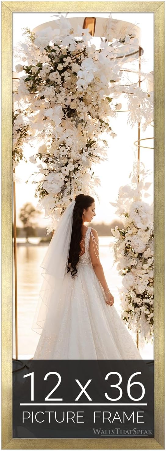 wallsthatspeak 12x36 Gold Picture Frame for Puzzles Posters Photos or Artwork