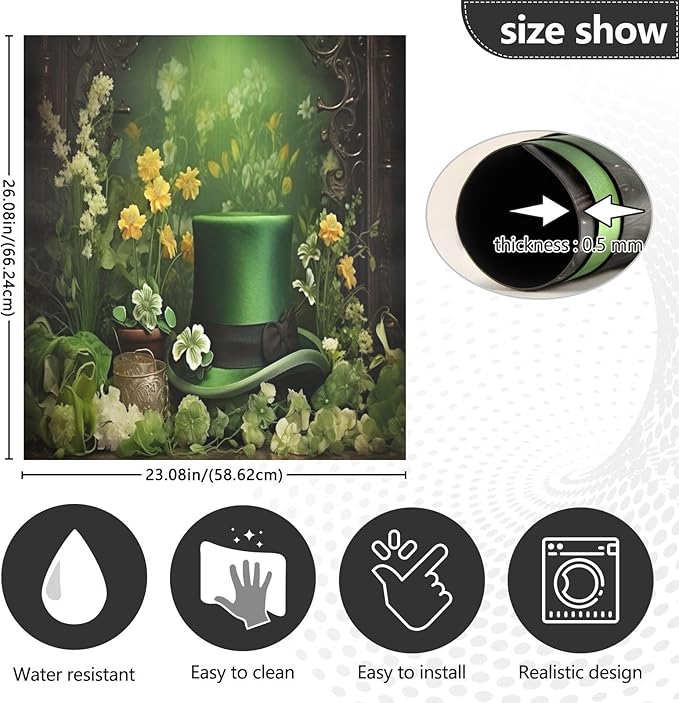 Dishwasher Magnet Cover, St. Patrick Hat Magnet Sticker Fridge Panel Decal for Home Kitchen Decor, 23x26 in