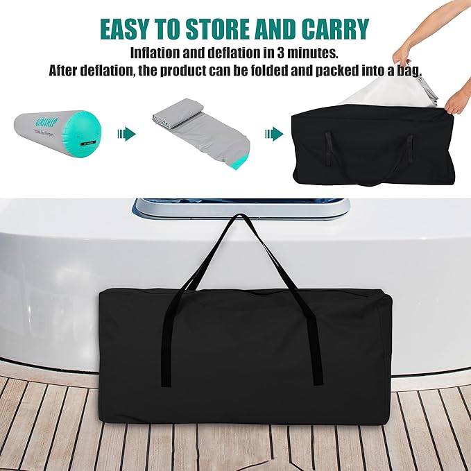 10'×18"/24" Inflatable Boat Bumpers, Large Boat Fenders for Docking, Boat Bumpers for Docking with Mooring Ropes, Heavy Duty Dock Bumper for Yacht or Fishing Boat