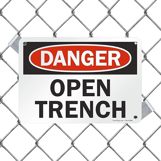 SmartSign "Danger - Open Trench" Sign | 7" x 10" Plastic