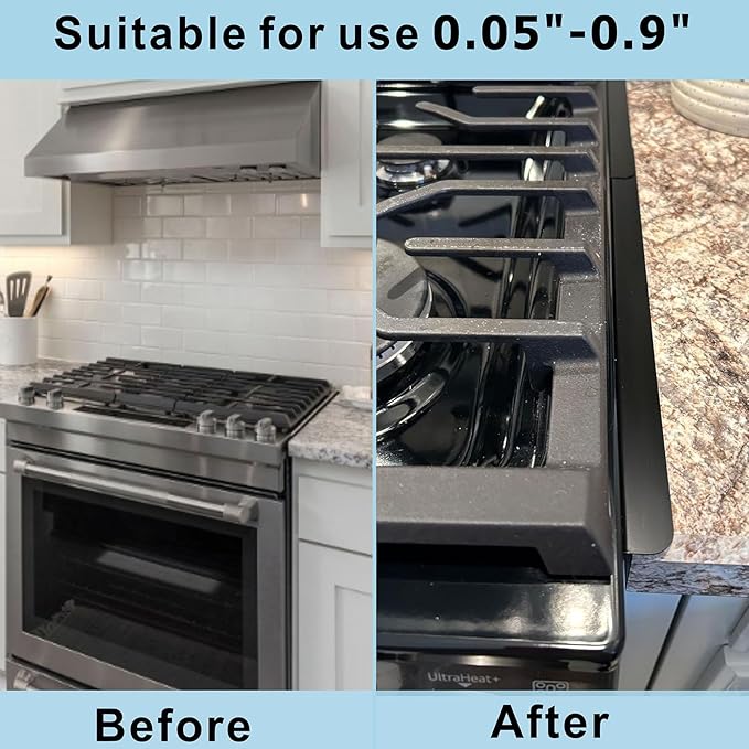 4PCS Stove Gap Covers Stainless Steel, Retractable Stove Counter Gap Filler, Between Stove and Counter Slide In Range Trim Kit for Kitchen