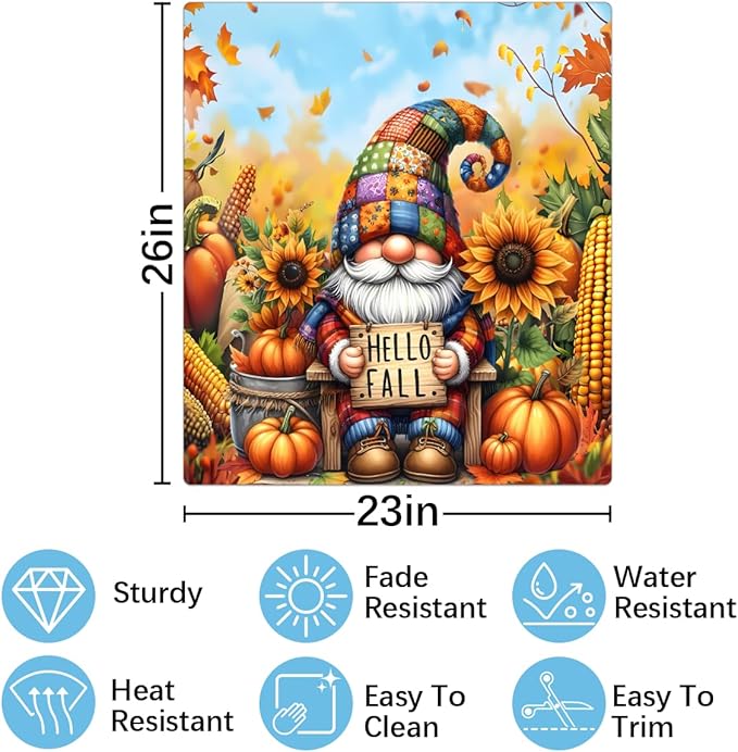Pumpkin Gnome Cute Sunflower Fall Dishwasher Magnet Cover Pumpkin Flower Magnetic Dishwasher Decorative Cover Front Dishwasher Door Cover for Kitchen Refrigerator Home Appliances 23" X 26"