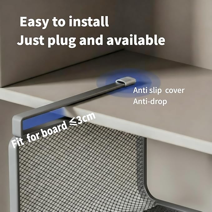 Expandable Hanging Storage Racks for Kitchen Cabinet ，Pantry & Cupboard Under Shelf Basket Organizer (Black)