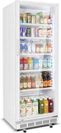 Commercial Beverage Refrigerator, 24.5" Glass Door Display Fridge, 15 Cu.Ft Beverage Cooler with 5 Adjustable Shelves, Auto Rebound Door, Low Noise, for Shops, Restaurants & Bars WHITE