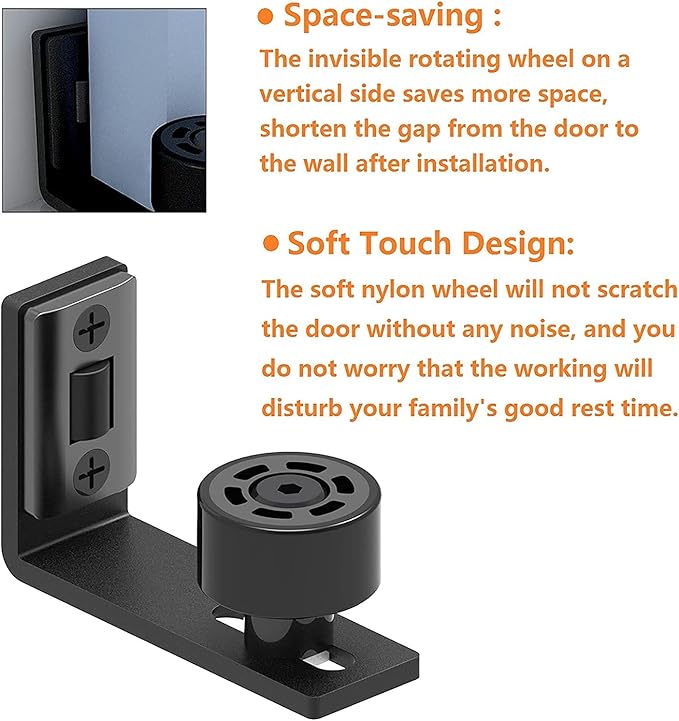 CCJH 6.6FT Single Sliding Barn Door Hardware Kit Black Carbon Steel Hanger Flat Track System for Closet Kitchen 1 Door 39 inch Wide, Smoothly and Quietly I Shape Roller