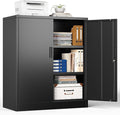 BESFUR Metal Storage Cabinets with Adjustable Shelves and Doors, 36" H Black Locking Storage Cabinet for Home, Office, Garage, Utility Room and Basement