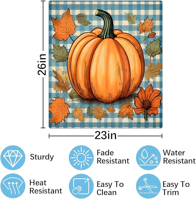 Dishwasher Magnet Cover Fall Pumpkin Vintage Plaid Front Dishwasher Cover Decoration Reusable Magnetic Door Cover Panel Decal Home Appliances Stickers Kitchen Refrigerator Fridge 23"x26"