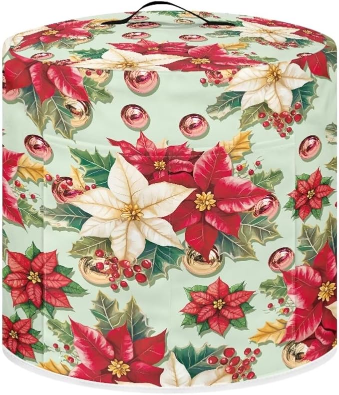 Christmas Flower Dust Cover for Kitchen Instant Pot Accessories Appliance Cover Quart Pressure Cooker Air Fryer Rice Cooker Kitchen Appliance Dust Covers with Storage Pockets Size S