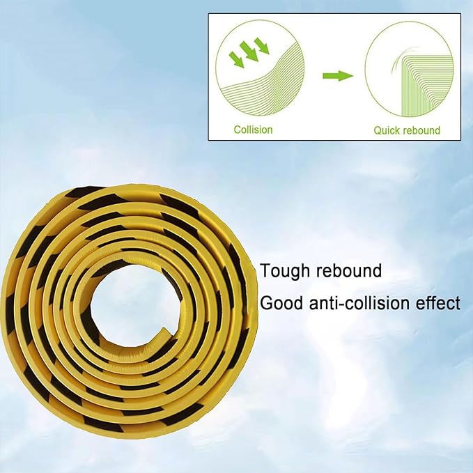 Heavy Duty Wall & Corner Guards 5m Corrugated Self-Adhesive NBR Rubber Protection with Yellow/Black Stripes for Parking Columns & Garage Safety(10PCS,20 cm)