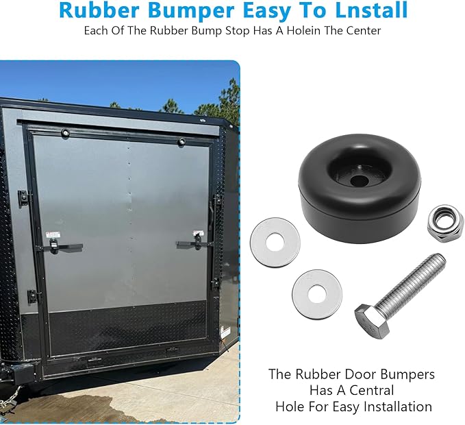 Trailer Ramp Door Rubber Bumpers, 2.5" Round Rubber Bump Stops, fit for trailer door bumper, Air Compressors, Pumps,Generators, Pressure Washers, With Screw Kits, 4-Pack