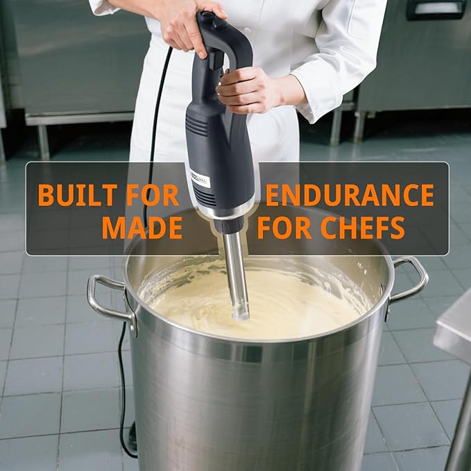 X-Heavy Huty 750W Commercial Immersion Blender, 20 Inch Removable Shaft, 8,000-19,000 RPM Variable Speed, 42 Gallons Hand Mixer, Secure Dual Button Start.