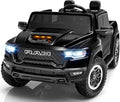 ENYOPRO 24V Ride on Toys for Big Kids, Licensed RAM 1500 RHO 2 Seater Toddlers Ride on Car w/Remote Control, Kids Electric Car w/Truck Bed Storage, Real Tailgate, Music, LED Lights (Black - High Door)