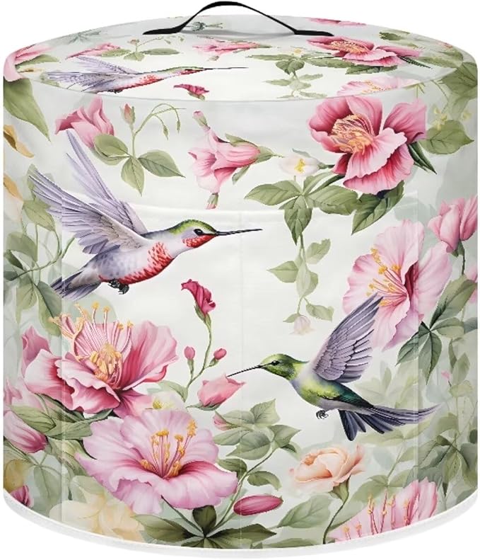 Flashideas Hummingbird Flower Pressure Cooker Cover for Women Dust-proof Cover for Rice Cooker Air Fryer Kitchen Appliance Covers with Top Handle and Pocket Home Kitchen Decor Gifts for Friends