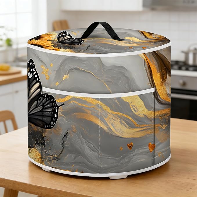 Air Fryer Dust Cover with Top Handle and Storage Bag, Compatible with Rice Cookers, Pressure Cookers, Slow Cookers and Air Fryers, Available in 3-Quart, 6-Quart and 8-Quart Sizes.