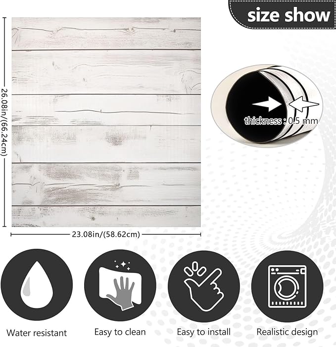 Dishwasher Magnet Cover, White Wood Magnet Sticker Fridge Panel Decal for Home Kitchen Decor, 23x26 in