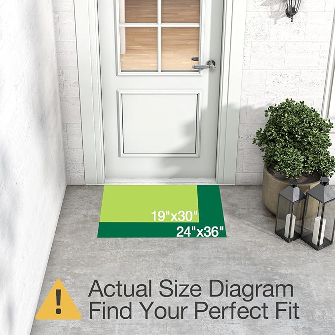LUMI Outdoor Doormat 24x36, Front Door Mat Outside Entrance, Heavy Duty Rubber Welcome Exterior Door Mat Non Slip Waterproof, Outdoor Rubber Mats with Drainage Holes, Easy Clean Entryway Mats, Black