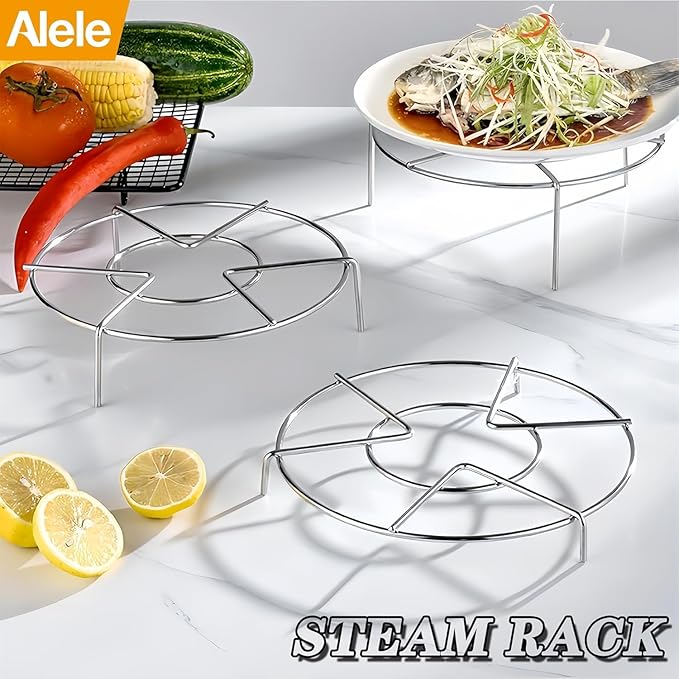 3pack Steam Rack,Alele 8inch Trivet Stainless Steel Steaming Rack Electric Pressure Cooker steam Rack Stand for Instant Pot Pressure Cooker Food Heating (Steam Rack-8IN-3P)