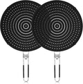 Frcctre 2 Pack Silicone Splatter Screen for Frying Pan, 13" Versatile Grease Splatter Guard with Foldable Handle, Food Grade Heat Resistant Oil Splash Guard, Cooling Mat, Drain Board for Cooking