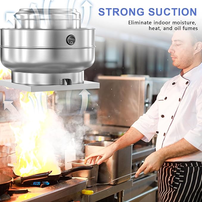 Restaurant Hood Grease Rated Exhaust Fan-Direct Drive Centrifugal Upblast Exhaust Fan 2HP 208-230V Single Phase Motor 6300 CFM, ETL Listed