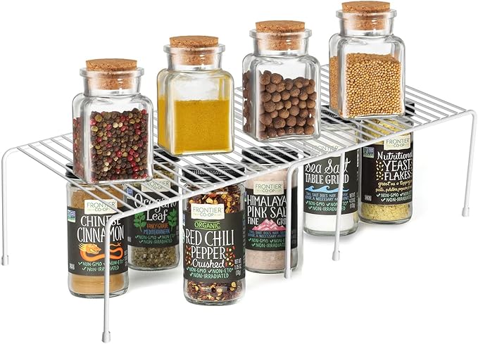 Orgneas Expandable Cabinet Shelf Organizer, Rustproof Metal Shelf Riser Kitchen Counter Storage Organizer Rack for Fridge, Cabinet, Pantry and Bathroom with Scratch Resistant Feet