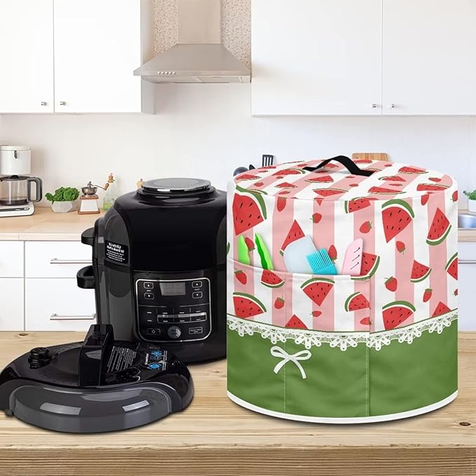 Round Pressure Cooker Cover 8 qt,Cute Watermelon Pattern Kitchen Appliance Cover Dust Cover with Pockets,Rice Cooker Cover,Air Fryer Cover,Toaster Cover,Oven Cover