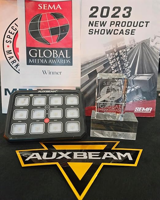 Auxbeam 12 Gang Switch Panel Bluetooth RGB AC-1200 with APP&Remote Control Toggle Momentary Pulsed Switch Pod Off Backlight for Truck Offroad 12-24V Waterproof 2 Years Warranty (Patent Registering)