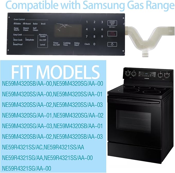 DG34-00043A Range Touch Control Panel Genuine Original Equipment Manufacturer (OEM) Part,Compatible with Samsung Stove Oven,Replacement for PD00051348,4958613,AP6244845,PS12086110,EAP12086110
