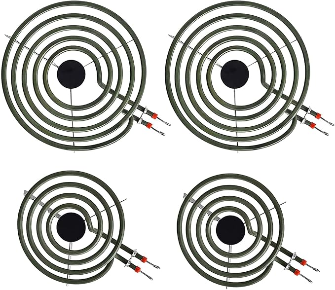 Upgraded MP22YA 4 Pack Electric Range Burner Element Unit Set, 2 x MP15YA 6" and 2 x MP21YA 8" Stove Burners Replacement for Kenmore Hardwick Maytag Norge Whirlpool Electric Range Stove Parts