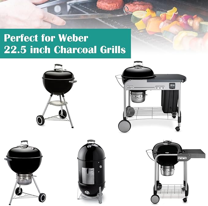 Full Size Griddle Inserts for Weber 22" Charcoal Grills, Flat Top Griddle for Weber 22" Original Kettle, Master-Touch and Performer Deluxe Charcoal Grill, Compatible Other 22 inch Round Grills