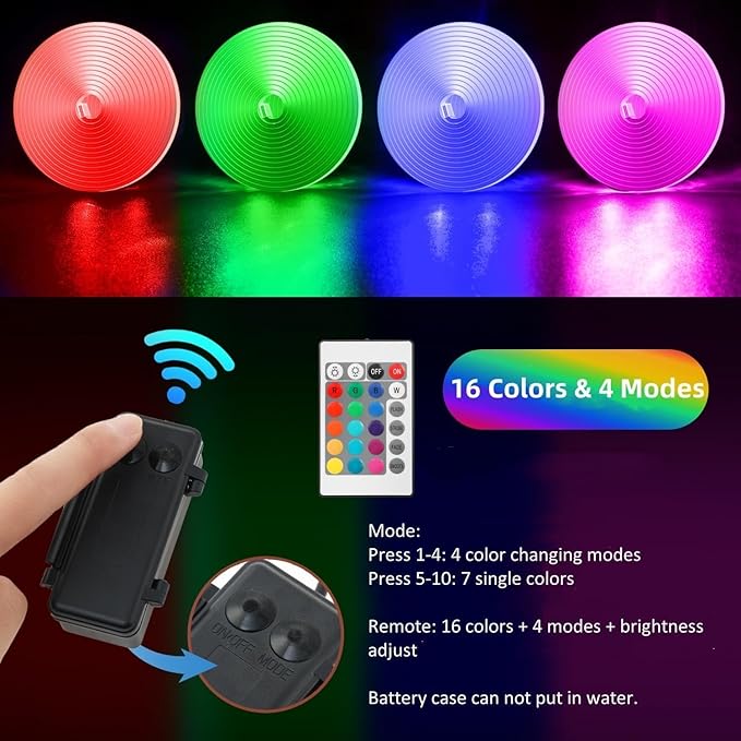 Battery Powered Golf Cart Canopy Lights, 2 Pcs 47.25 Inches Multicolor Golf Cart Roof Light with Remote, IP68 Fully Waterproof Golf Carts Underglow Led Strip Lights for EZGO Yamaha Club Car Boat