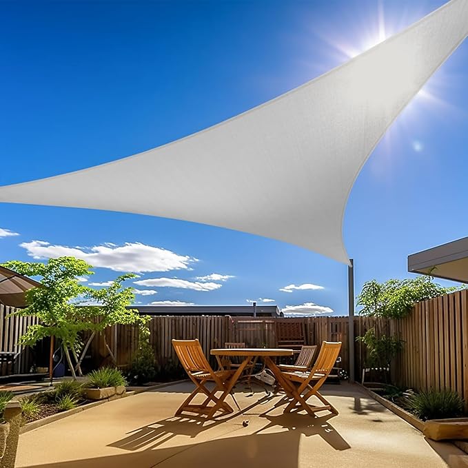 Amagenix Sun Shade Sail 10'X10'X14' Curved Edge Outdoor Shade Canopy Light Grey Breathable 95% UV Block Shade Cloth for Patio Garden Backyard (We Make Custom Size)