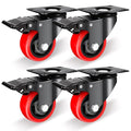 Nefish Casters Wheels Set of 4, 3 Inch Heavy Duty Caster with Brake 1200 Lbs, Safety Dual Locking Plate Castors, Top Swivel Wheels, No Noise Polyurethane for Furniture, Dollies, Trolleys (LJ-PC-3IN)