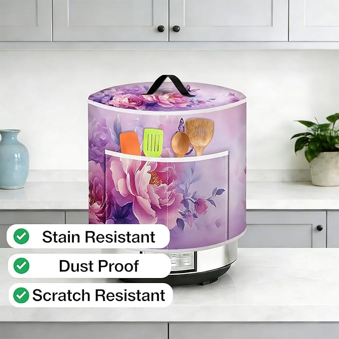 Air Fryer Dust Cover with Top Handle and Storage Bag, Compatible with Rice Cookers, Pressure Cookers, Slow Cookers and Air Fryers, Available in 3-Quart, 6-Quart and 8-Quart Sizes.