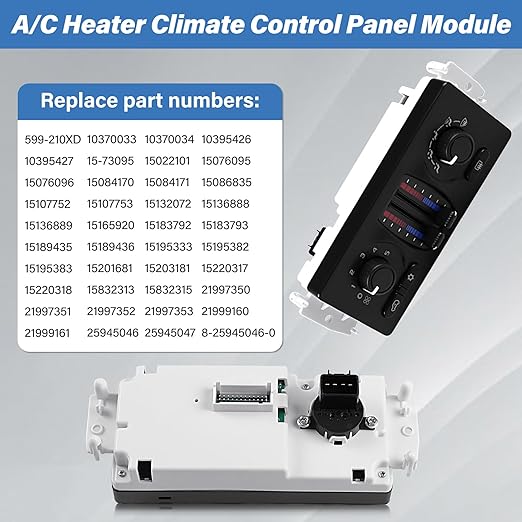 599-210XD A/C Heater Climate Control Module Panel Switch for 02-09 Chevy Silverado Suburban Tahoe Trailblazer Avalanche GMC Sierra Yukon Envoy Cadillac Escalade Saab Isuzu Buick Bravada, OE# 10370033