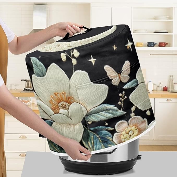 Floral Kitchen Appliance Covers for Instant Pot 3 Qt Instant Pot Accessories Decorations Kitchen Utensils Gifts for Holidays Dust Cover with Pockets for Spoon Knife M