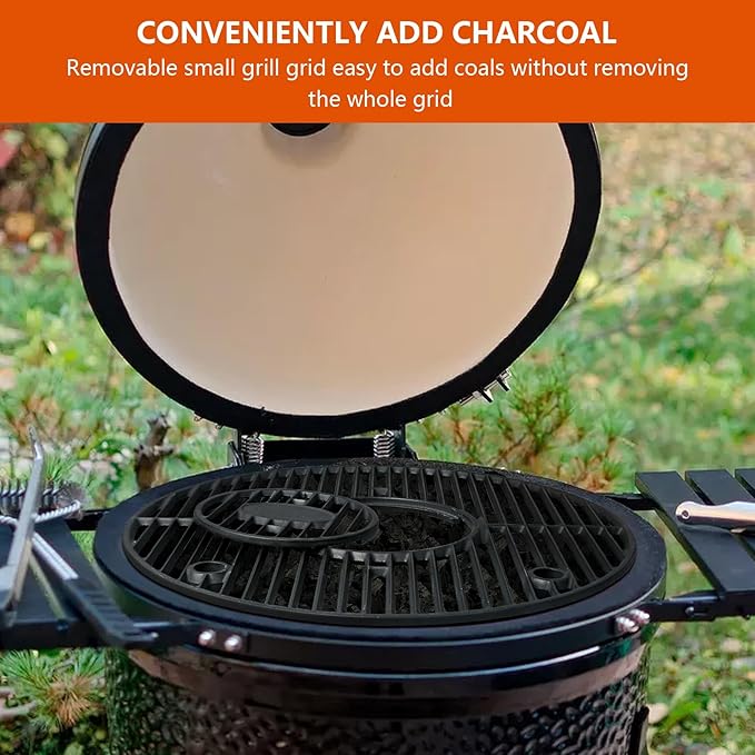 19.5" Cast Iron Round Grill Grate Grid for Pit Boss K24,Akorn Kamado Ceramic Grill,Char-Griller 16620,Louisiana Grills K24,Solid Rod Round Coookin Grate Grill Grids
