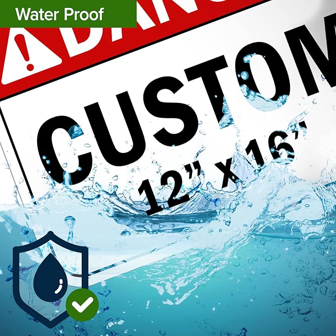 Custom Danger Sign, Ansi Sign, Osha Compliant, 12x16 Inches, Post Holes, Rust Free .040 Aluminum, Fade Resistant, Indoor/Outdoor Use, Made in USA by My Sign Center