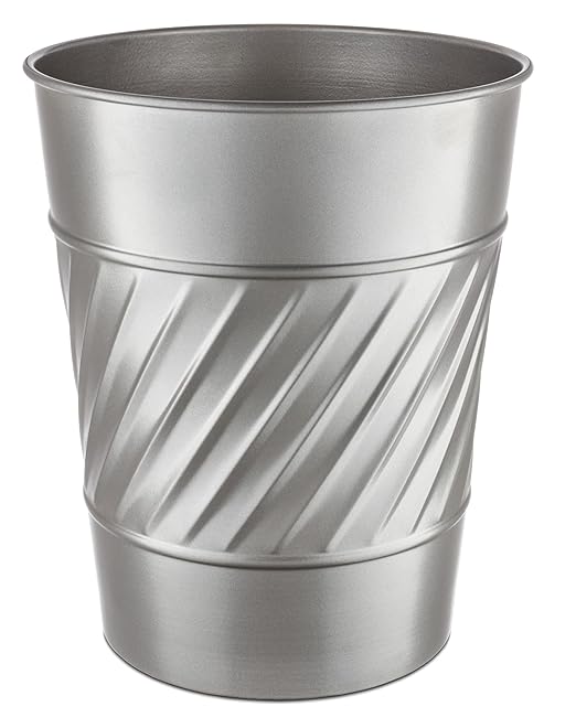 Monarch Abode Metal Bathroom Trash Can – Waste Basket for Bedroom, Office Desk, & Dorm, Handcrafted Wave Embossed, Durable Decorative Pewter Small Trash Can Bathroom Garbage Bin Wastebasket