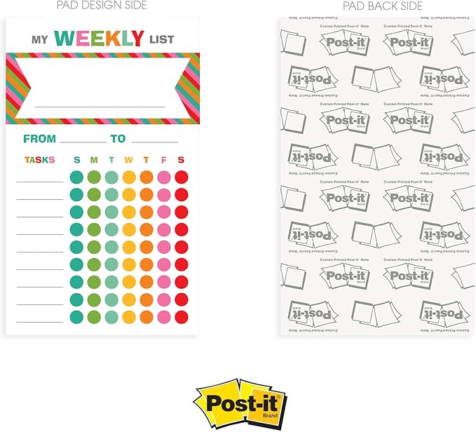 Bright Cheerful Weekly Chore Chart / 6" x 10" Sticky Note Fill-in Task List/Homeschool Task Assignment List